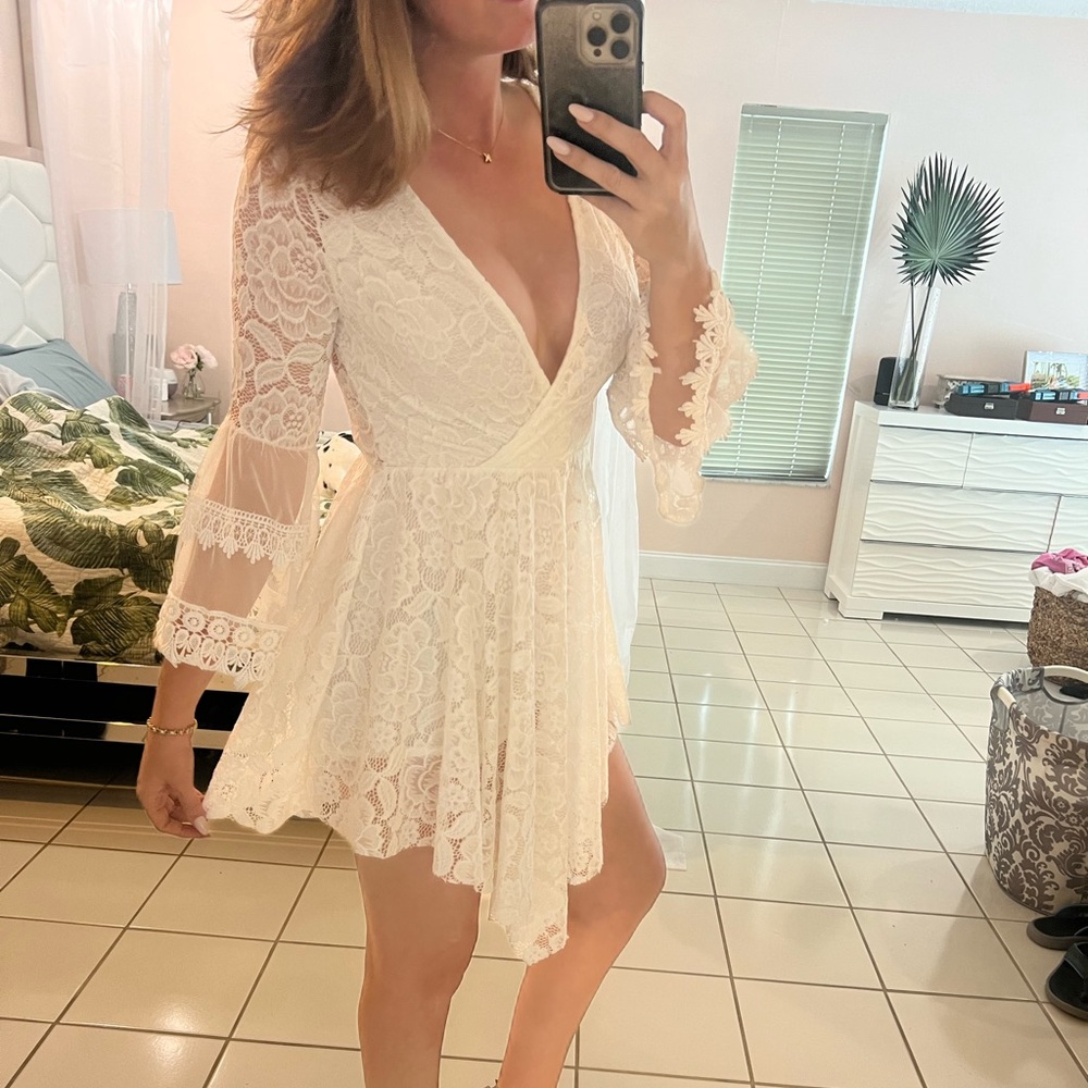 Boho Cream Lace Romper